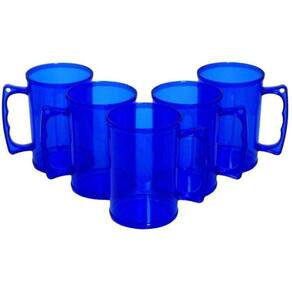 Kit 5 Canecas De Acrílico Azul 300Ml Sem Personalização