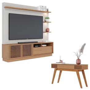 Estante Home Theater Campeche Freijó Off White Matte com Aparador Riviera Freijó – Colibri