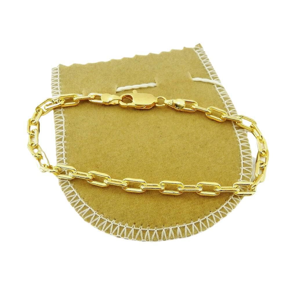 Pulseira Masculina 23Cm 4Mm Largura Folheada Ouro Pl467