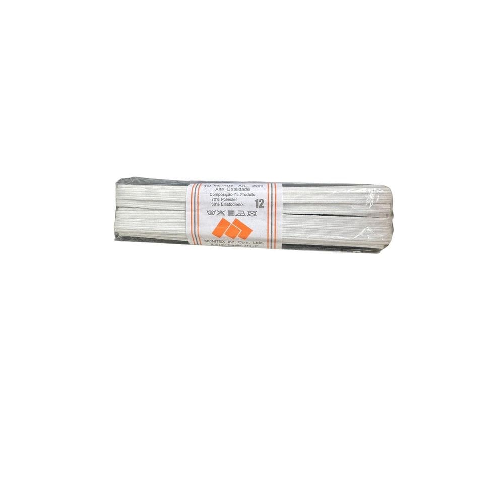 Elástico Chato N12- 0.6Mm Branco De 10 Metros-Kit 5Un
