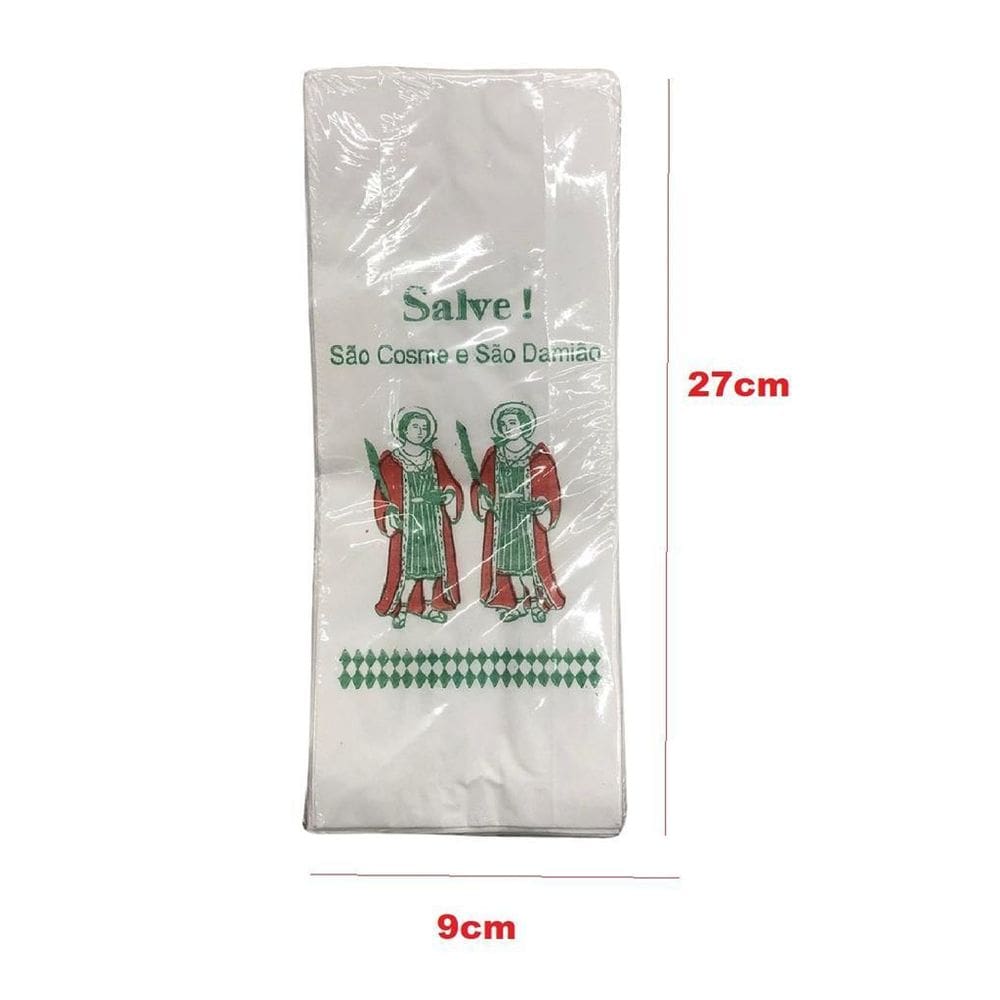 Kit 3000 Sacolas De Papel Branca São Cosme E Damião 9X27Cm