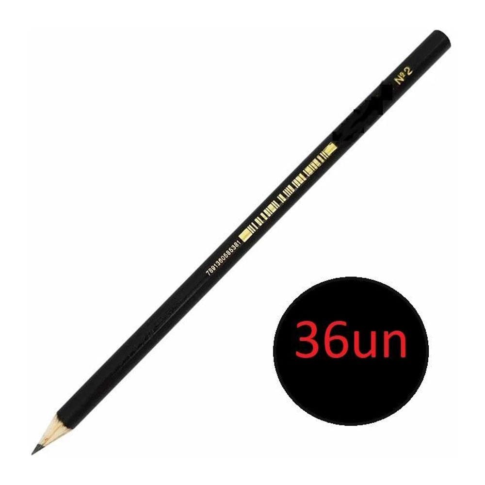 Lápis De Escrever Preto Hb N2 Escolar - Kit Com 36 Unidades