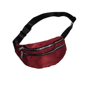 Pochete Bolsa Academia Cintura 2 Compartimentos Cor:vinho
