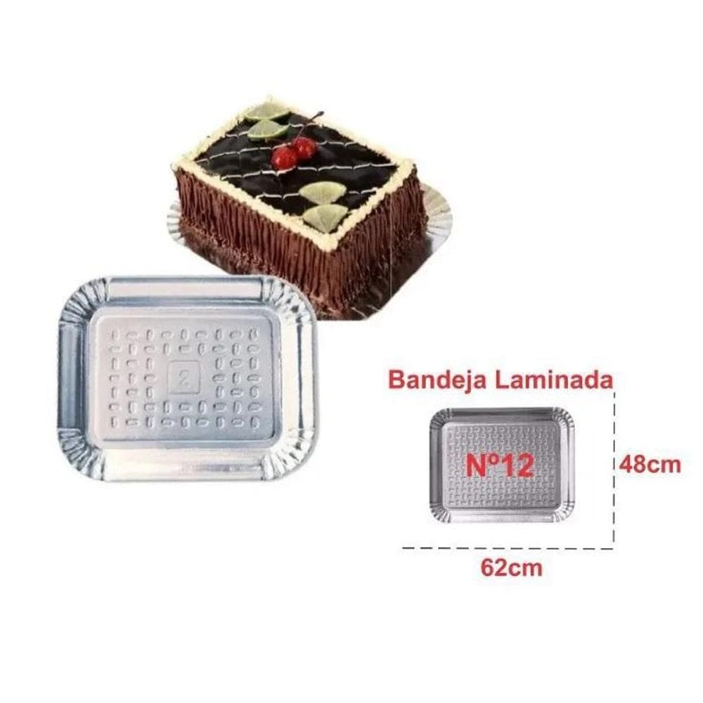 50 Bandeja Papelão Laminada Prata Nº12 62X48Cm Meia Caixa