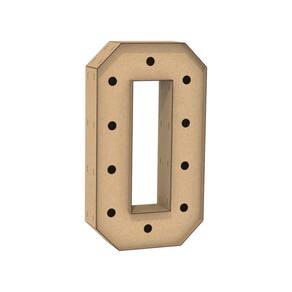 Letra Caixa Grande O Mdf 60Cm Altura Furo Lampada Iluminação