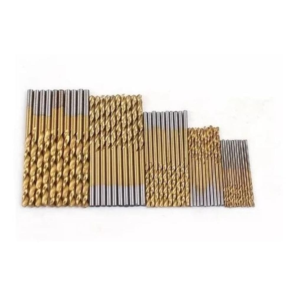 50 Brocas De Titânio Para Madeira Alumínio Plastico 1Mm À 3Mm