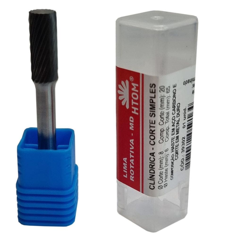 Lima Rotativa Cilíndrica 8 X 20Mm Metal Duro Corte Simples