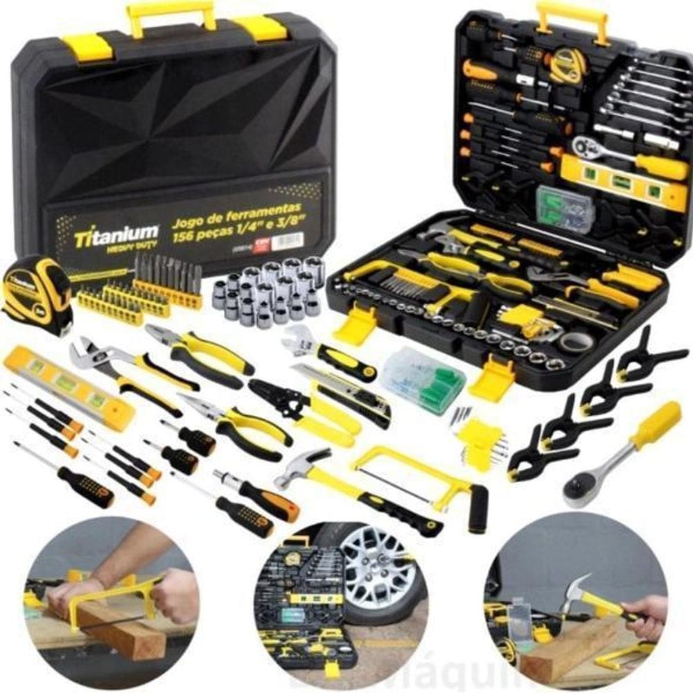 Kit Ferramentas Com 156 Peças Cromo Vanádio Titanium 05614