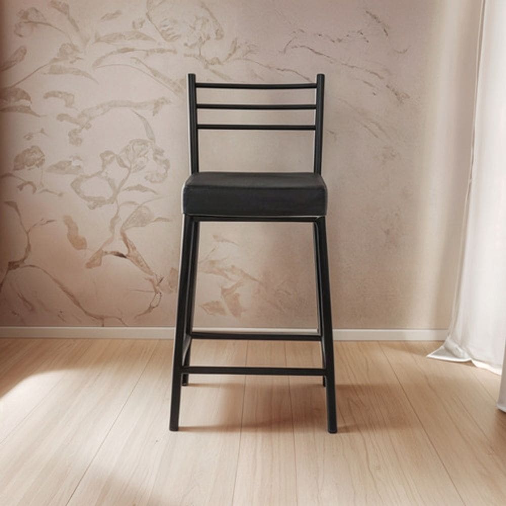 Banqueta Media Aco 60cm Preto Paris Metalnew
