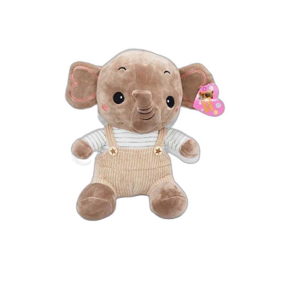 Bichinho Elefante De Pelúcia Com Roupa Marrom Sunn Toys