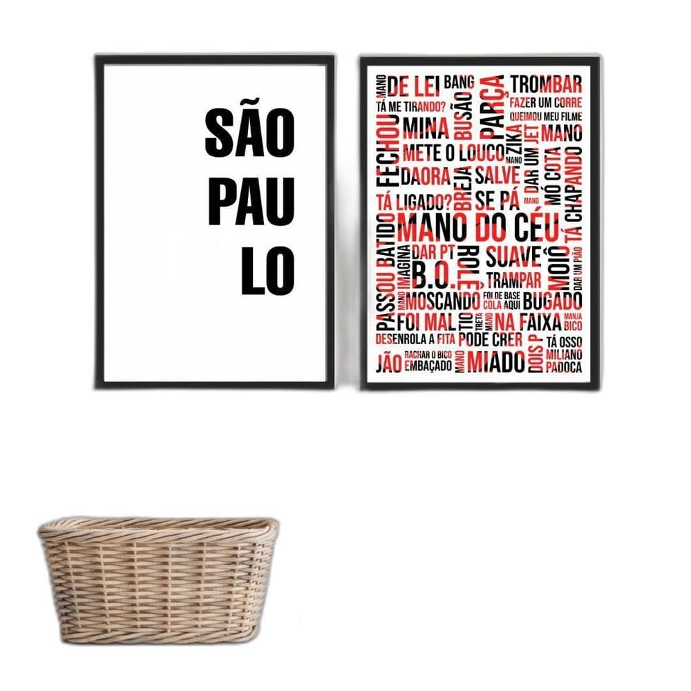 Kit 2 Quadros SP Gírias P/V/B 33x24cm - Vidro