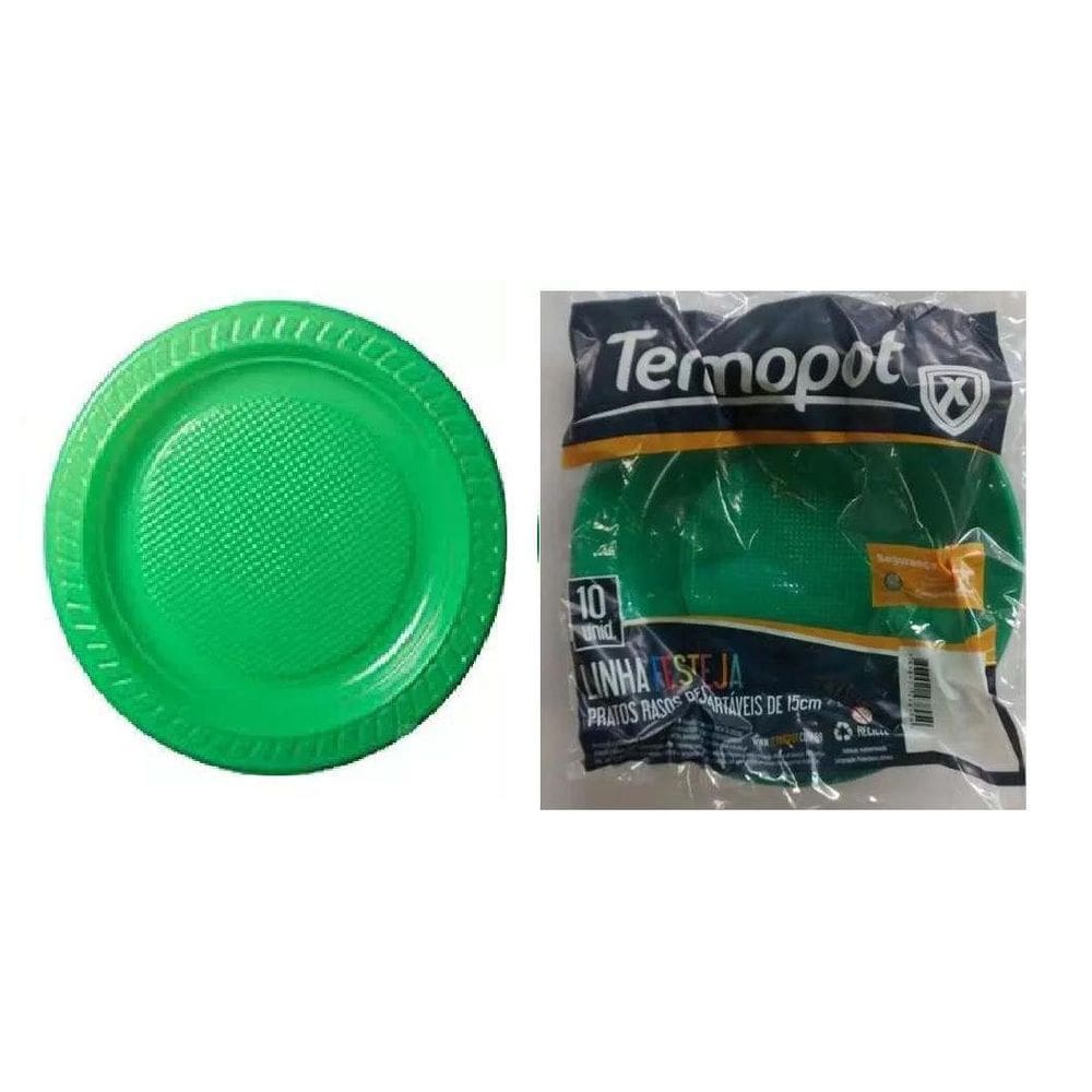 500 Prato Descartável Plástico Verde Sobremesa 15Cm