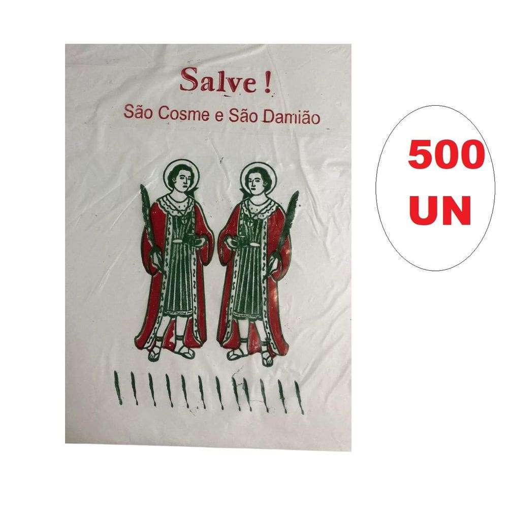 Kit 500 Saquinhos De Plástico Festa Cosme E Damião 18X28