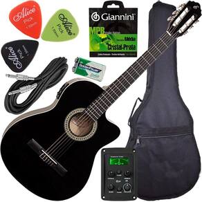 Kit Violão Eletroacústico Com Capa Cordas Cabo Giannini Nf14
