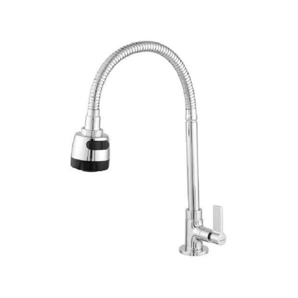 Torneira Cozinha Bica Flexível 1/4 V - Preto/Cromado