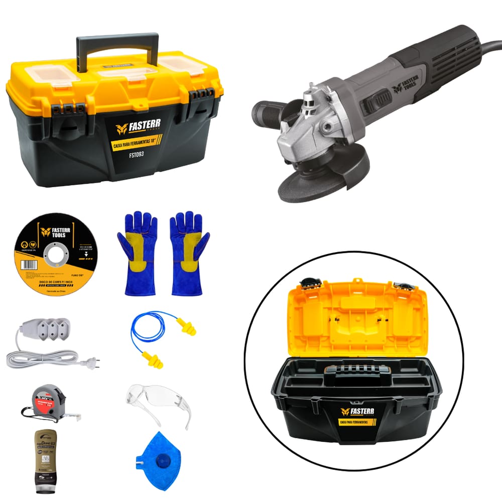 Esmerilhadeira Angular 1000W 4.1/2 Fasterr Force fst083 + Kit de Alta Performance Pró
