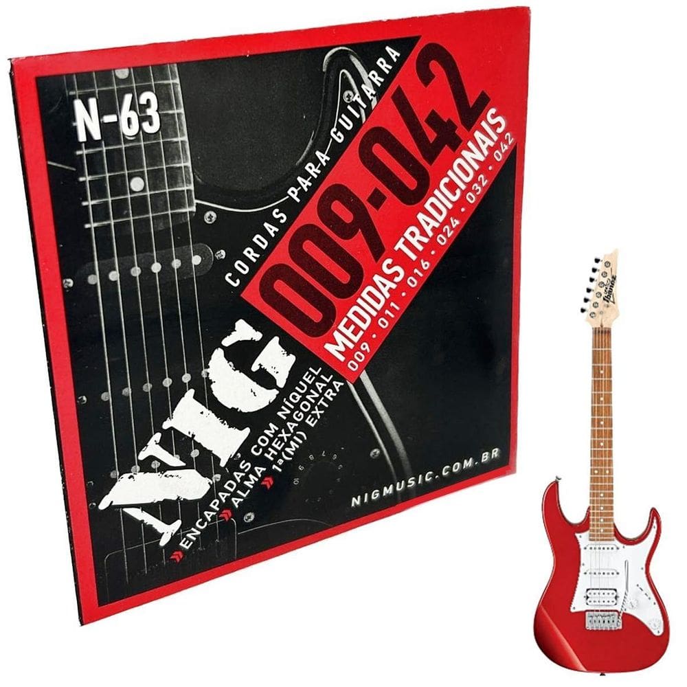 Cordas Guitarra Nig 09-42 + Palheta + Corda E