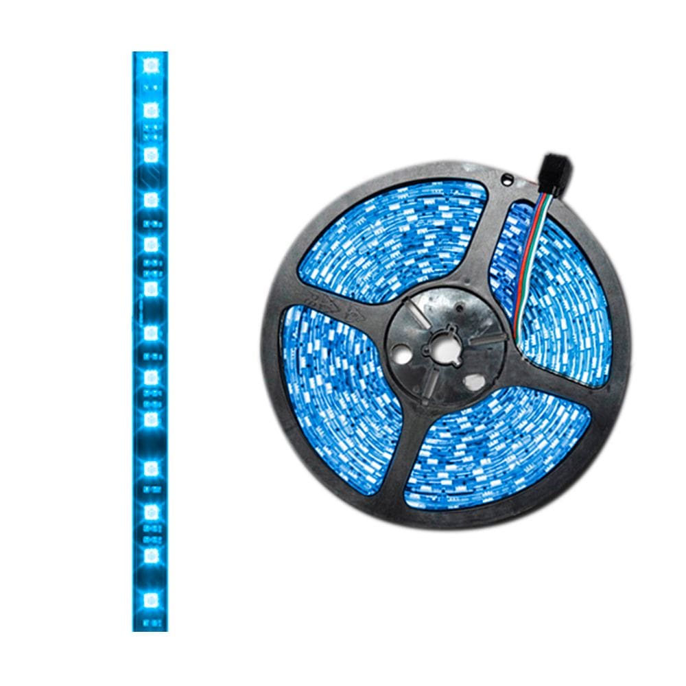 Fita Led 5m Dupla Face 5050 12v 300 Leds Azul Com Fonte