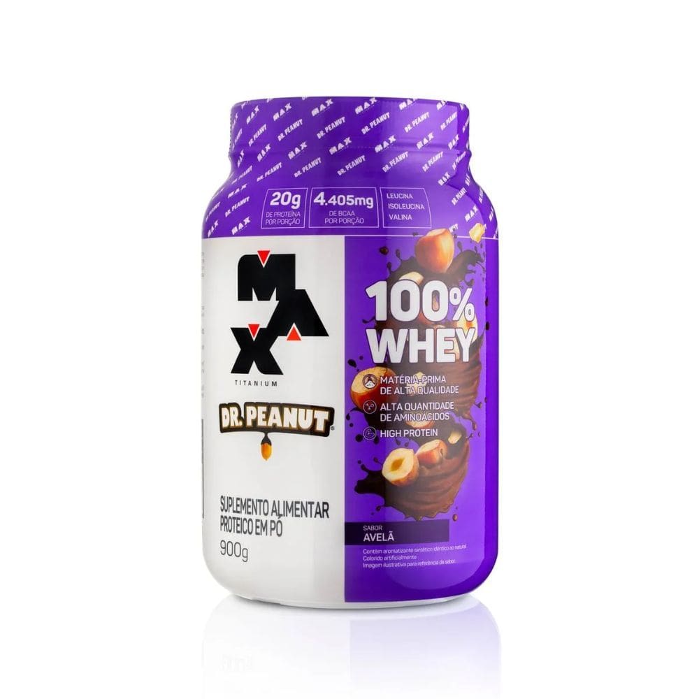 Whey 100% Dr. Peanut Max Titanium sabor Avelã 900g