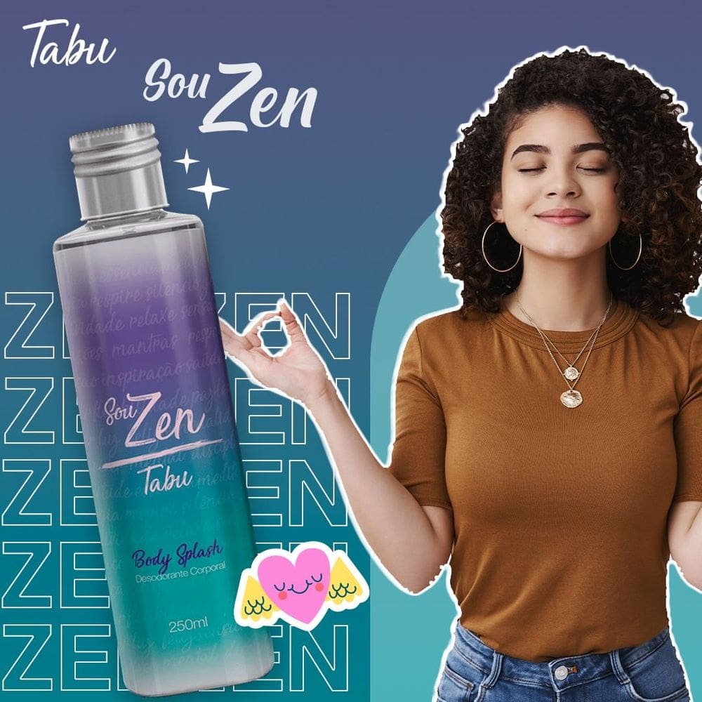 Kit Body Splash Deo Tabu 250ML Zen e Desodorante Creme Sensitive Herbíssimo 55G