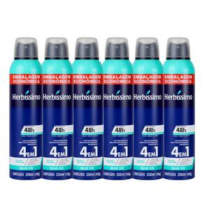 Kit Desodorante Aerosol Antitranspirante Herbíssimo Blue Ice 250Ml - 6 unidades