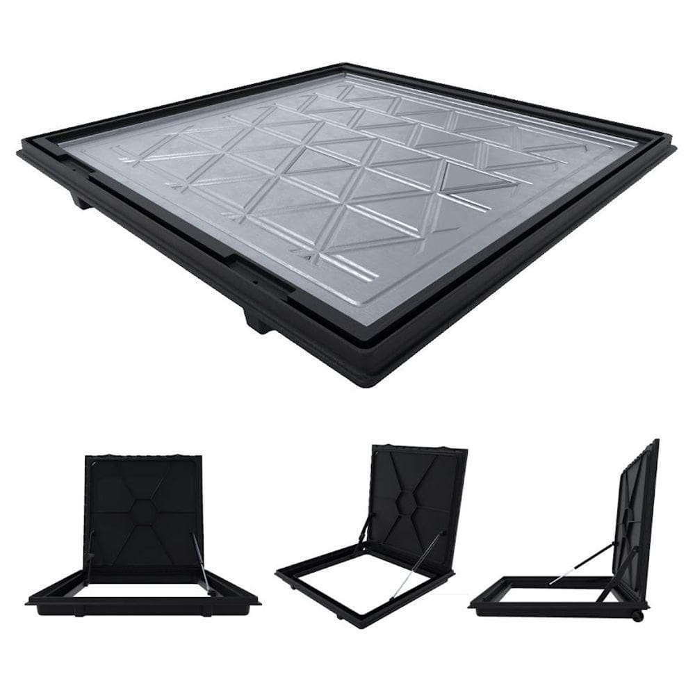 Tampa Casa Maquina 100x100cm Com Rebaixo Para Alumínio Preta
