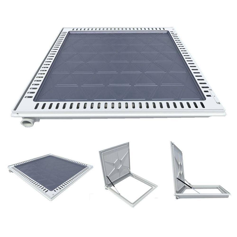 Tampa Piscina Ventilada Casa Máquina 80x80cm Rebaixo Bege