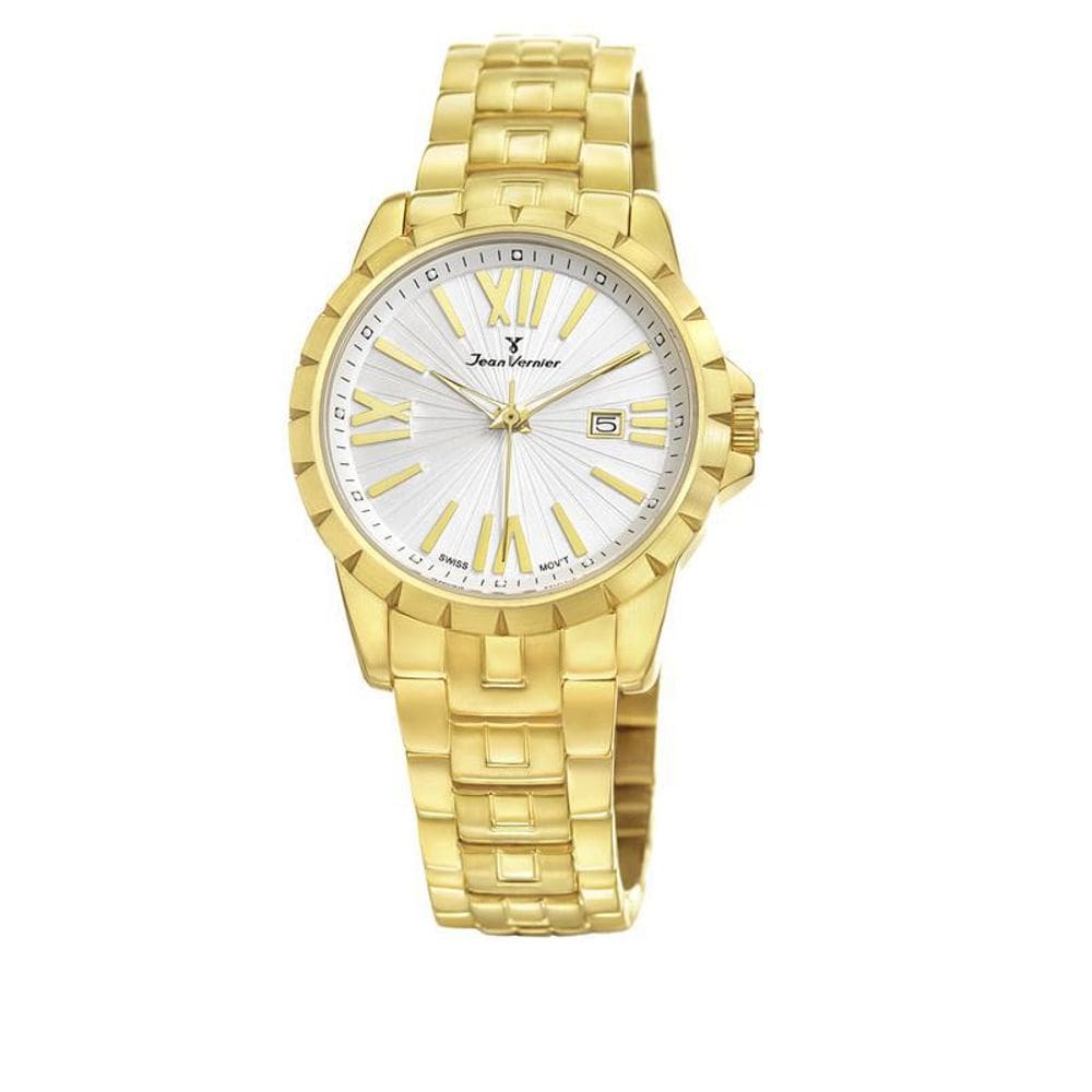 Relógio Pulso Jean Vernier Feminino Aço Dourado Jv01332