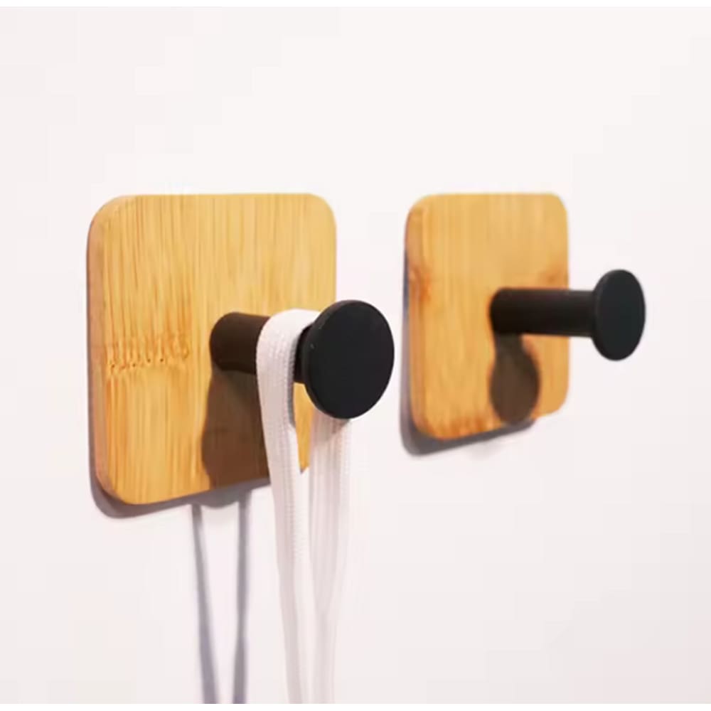 Gancho Multiuso Autoadesivo de Bambu e Ferro - Decoração e Organização Elegante