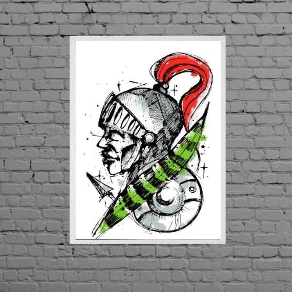 Quadro Decorativo São Jorge Com Espada 24X18Cm - Com Vidro