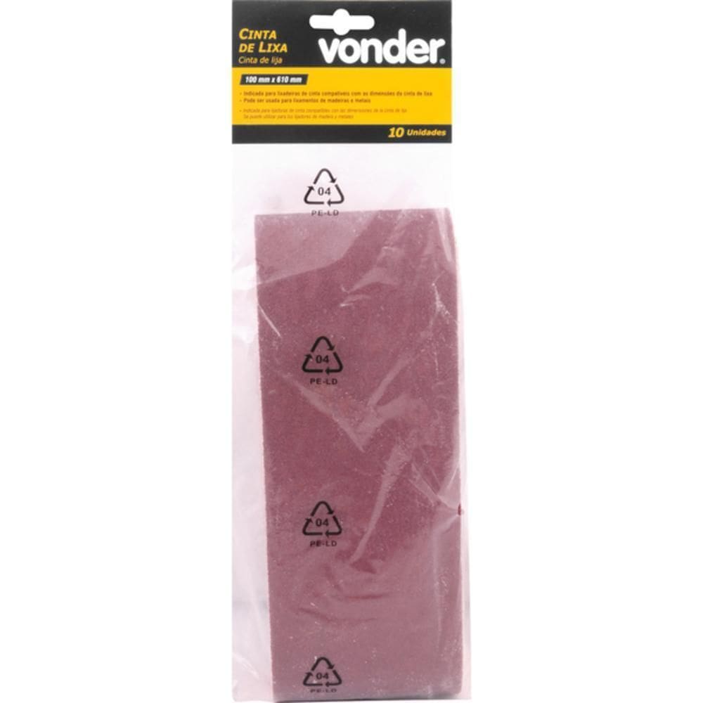 Cinta Lixa 100X610Mm G80 Com 10 Peças Vonder