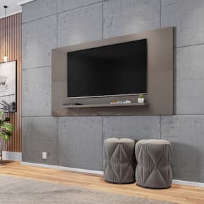 Painel Para Tv Esmeralda 1.58 Cinza/Perola - Casa D Móveis