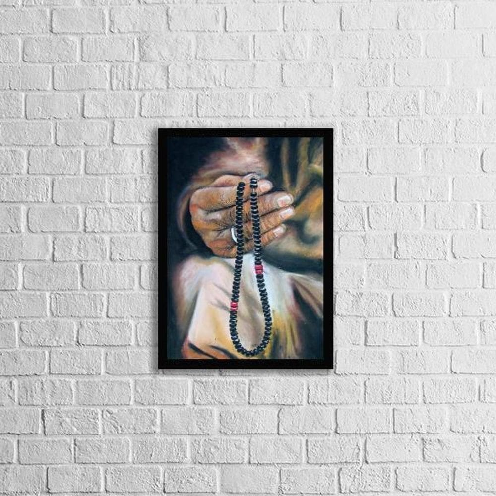 Quadro Artístico Colar Guia Umbanda 24X18Cm Moldura Preta