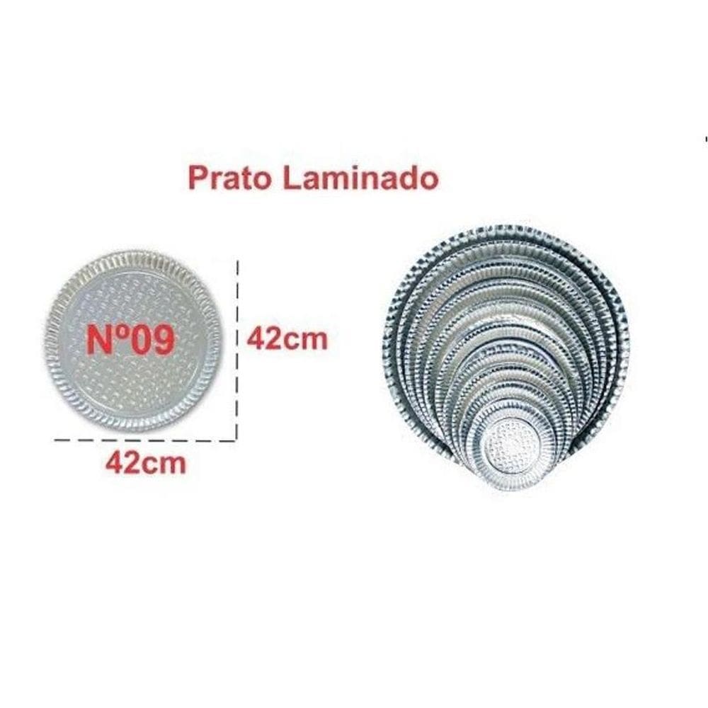 Prato Papelão Redonda Laminado Prata Nº09 42Cm C/100 Deska