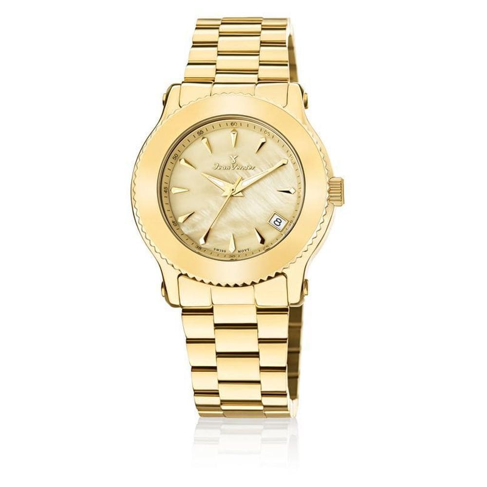 Relógio Pulso Jean Vernier Feminino Aço Dourado Jv01023