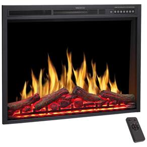 Lareira Elétrica de Embutir A66x86L com Controle Remoto e Chamas Ajustável, 110V 1500W, R.W.FLAME, Preta