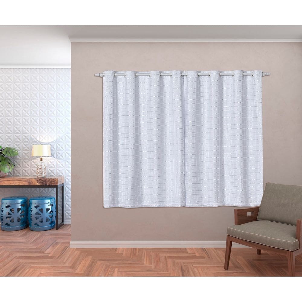 Cortina Voal Xadrez Blackout Corta Luz 2,80m x 1,60m Branco