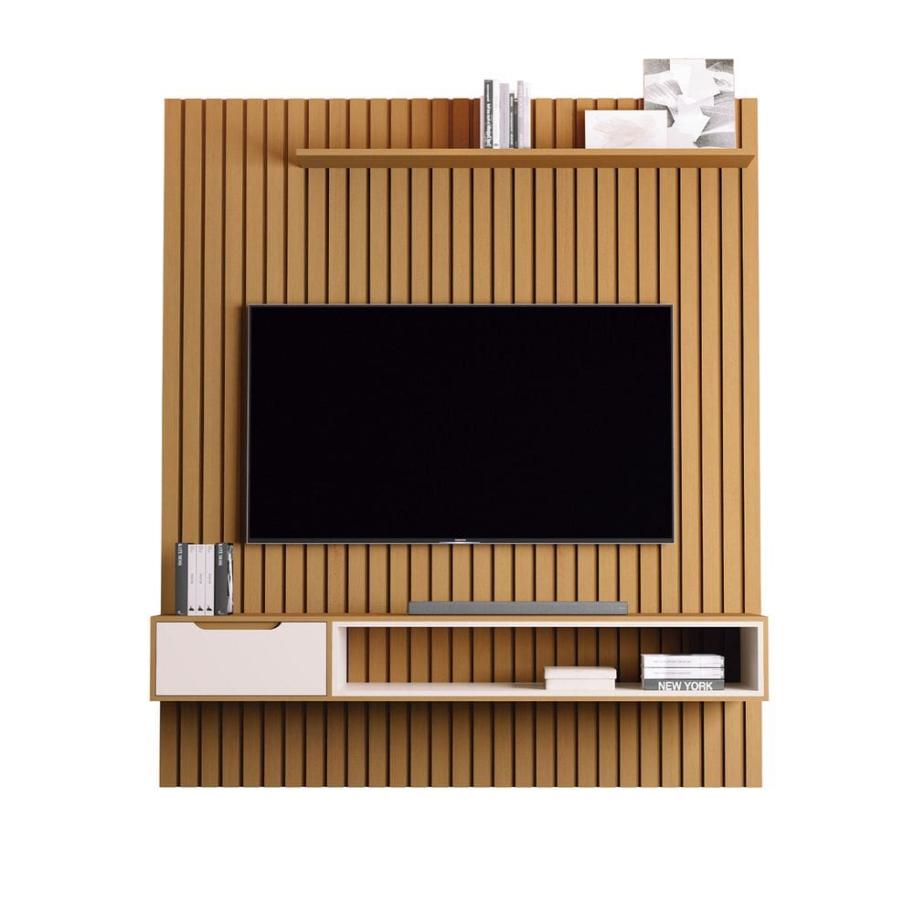 Home Estante Ripado Tucuma 1.8 Slim Nature com Off White - Moveis JB