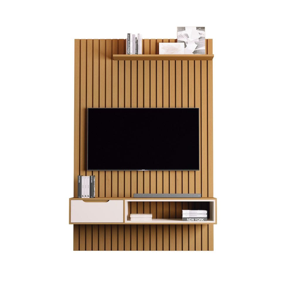 Home Estante Ripado Tucuma 1.4 Slim Nature com Off White - Moveis JB