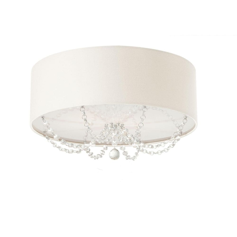 Plafon Princesa 50X15 Em Tecido E Cristal - Branco