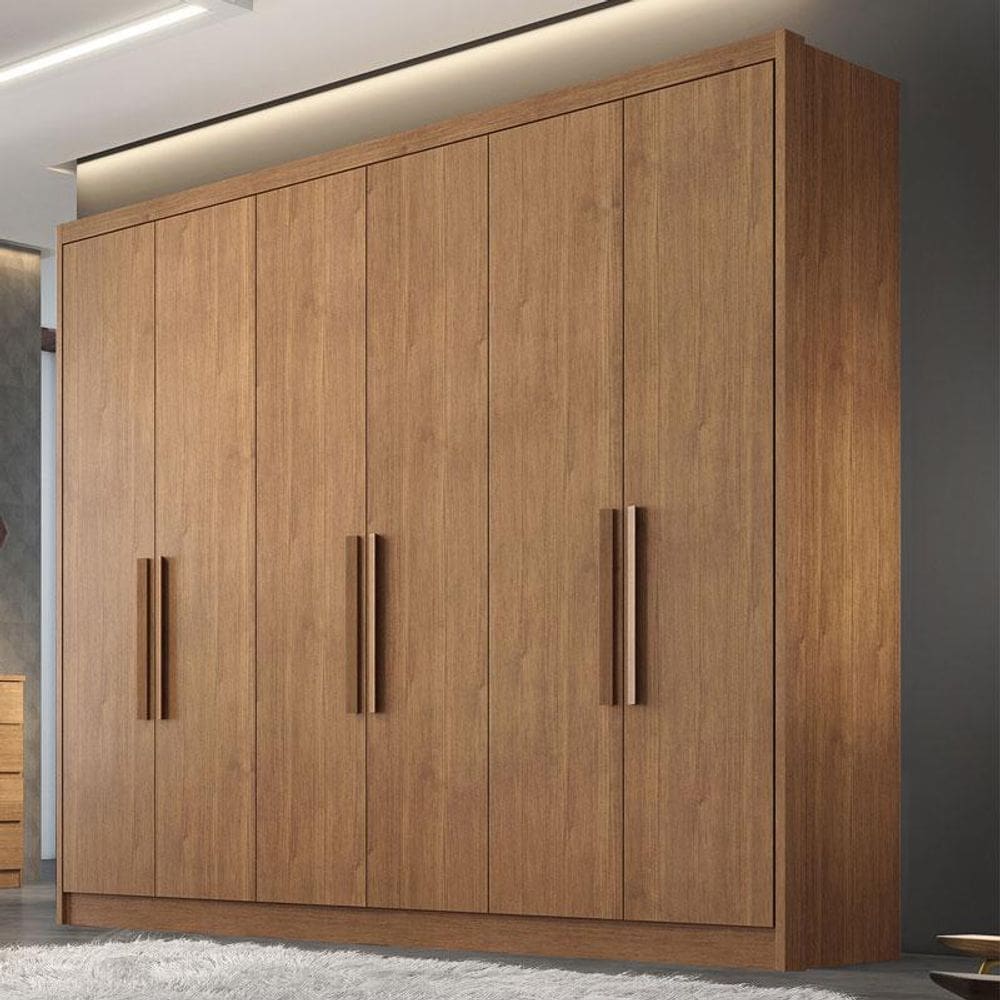 Guarda Roupa Casal Ambiente Linea 6 Portas 4 Gavetas Cumaru 23 com Nicho - Novo Horizonte