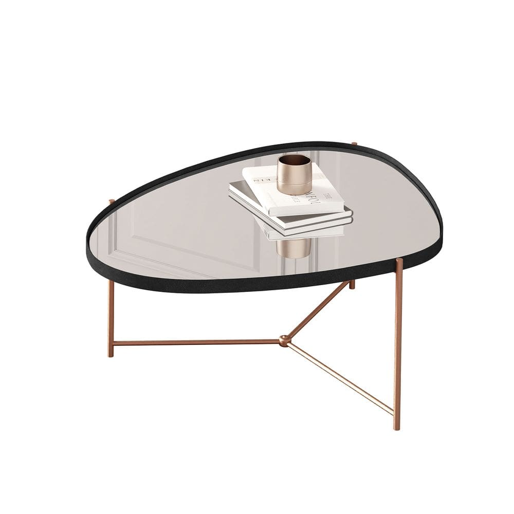 Mesa de Centro Organica Alamanda Preto Pe Bronze - Moveis JB