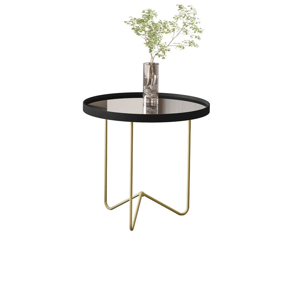 Mesa Lateral Preto Pe Dourado - Moveis JB