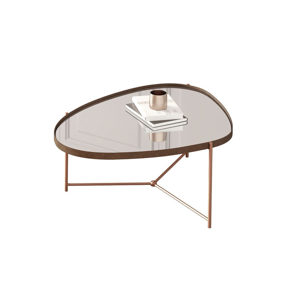Mesa de Centro Organica Alamanda Castanho Pe Bronze - Moveis JB