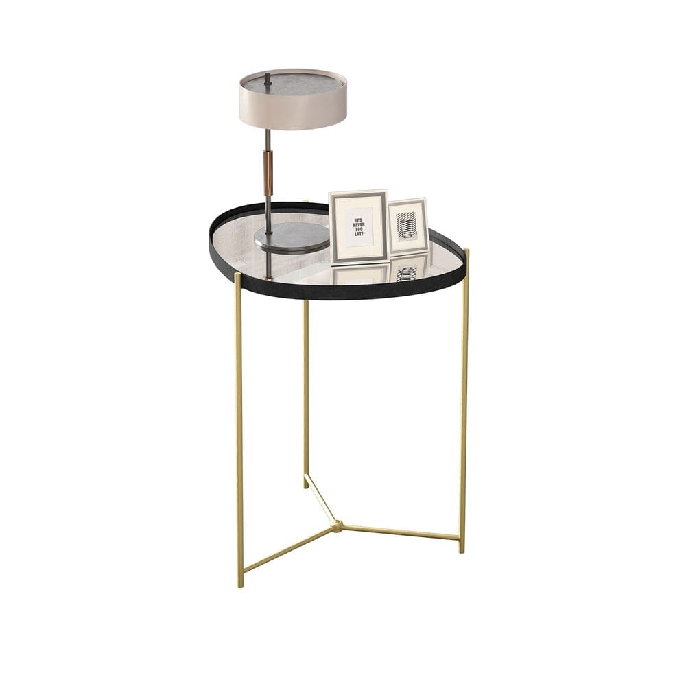 Mesa Lateral Organic Alamanda Preto Pe Dourado - Moveis JB