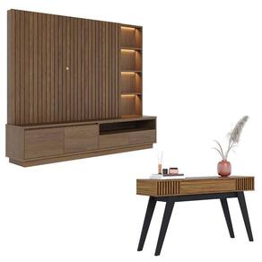 Estante Home Theater Cancún Amêndoa com Aparador para Sala Riviera Noce Milano – Colibri