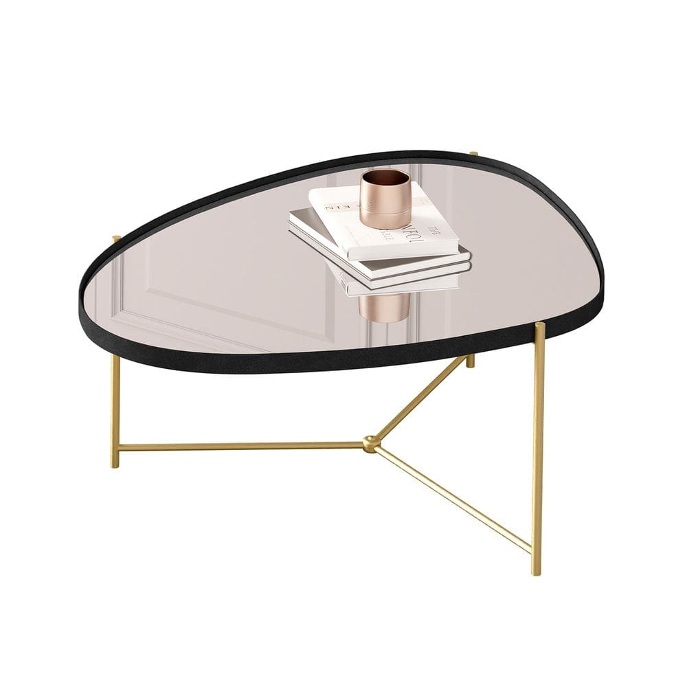 Mesa de Centro Organica Alamanda Preto Pe Dourado - Moveis JB