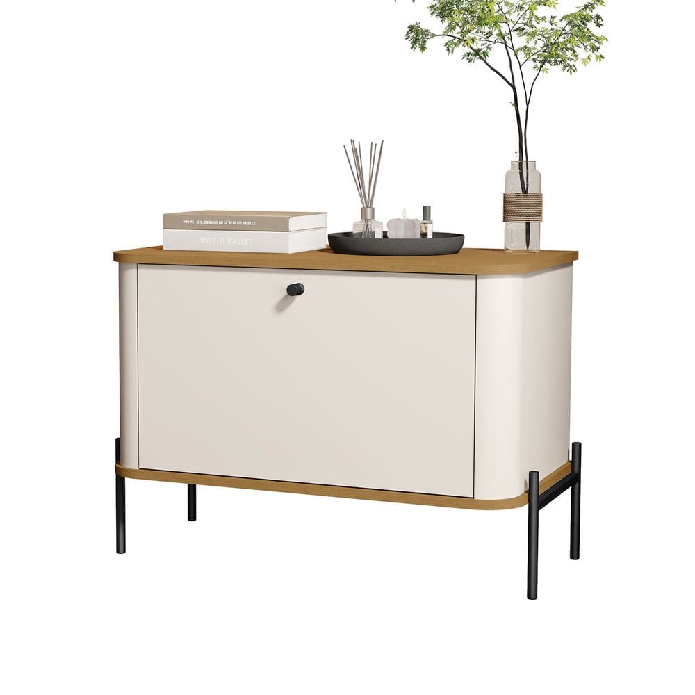 Mesa de Cabeceira Tucupi Off White com Nature Pe Pranto - Moveis JB