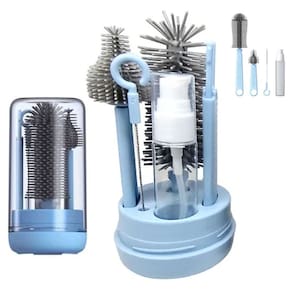 Kit Escova de Limpeza 4 em 1 Mamadeira Garrafa Copo Bebe Criança Limpeza Higiene Bolsa Mala Viagem Passeio