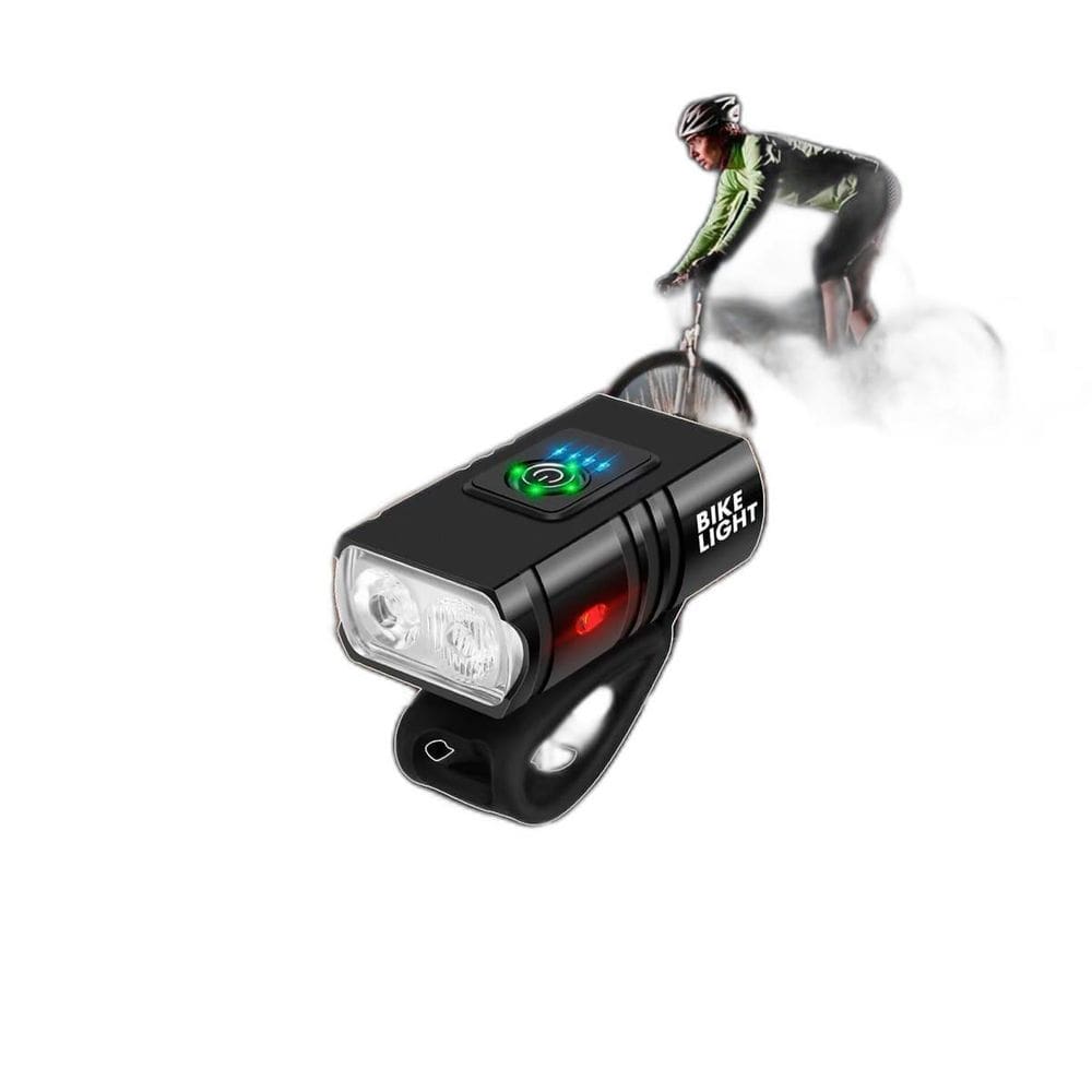 Farol De Bike 2 Led Cree T6 Usb Com Medidor Recarregável